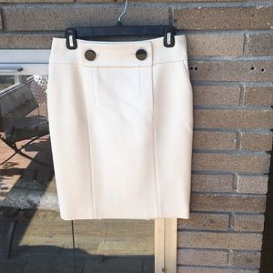 Off white wool knee length skirt